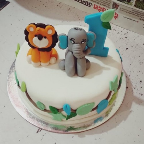 Lion & Elephant Theme Kids Cake Delivery in Ghaziabad