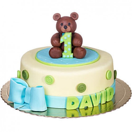 Little Teddy 1st Birthday Fondant Cake Delivery in Ghaziabad