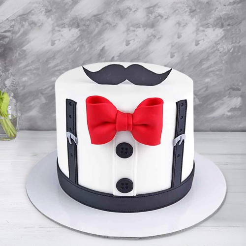 Mustache Theme Fondant Cake Delivery in Ghaziabad