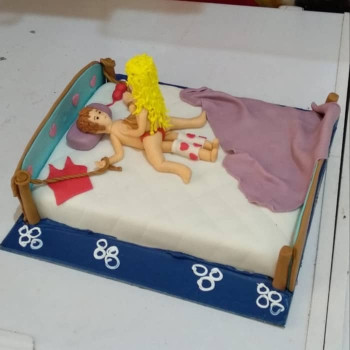 Naughty Girl on Top Fondant Cake