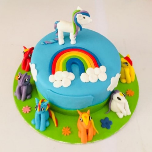 Blue Unicorn Theme Fondant Cake Delivery in Ghaziabad