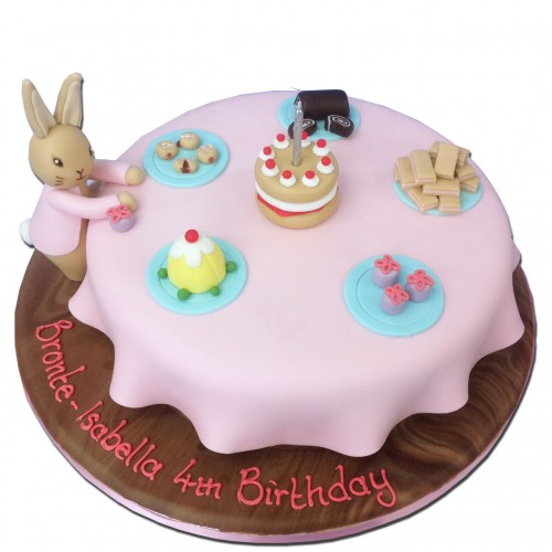 Bunny's Tea Party Fondant Cake Delivery in Ghaziabad