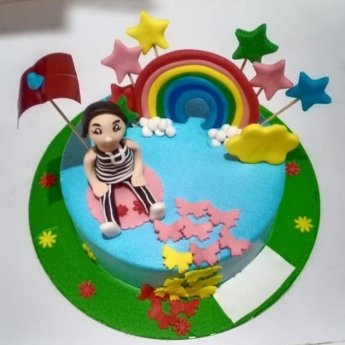 Kid and Rainbow Fondant Cake Delivery in Ghaziabad Kid and Rainbow Fondant Cake Delivery in Ghaziabad