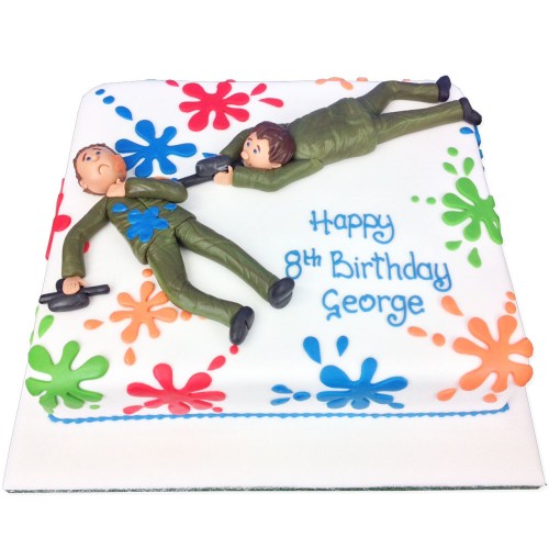 Paintball Splat Theme Fondant Cake Delivery in Ghaziabad Paintball Splat Theme Fondant Cake Delivery in Ghaziabad