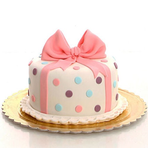 Pink Bow & Dots Fondant Cake Delivery in Ghaziabad