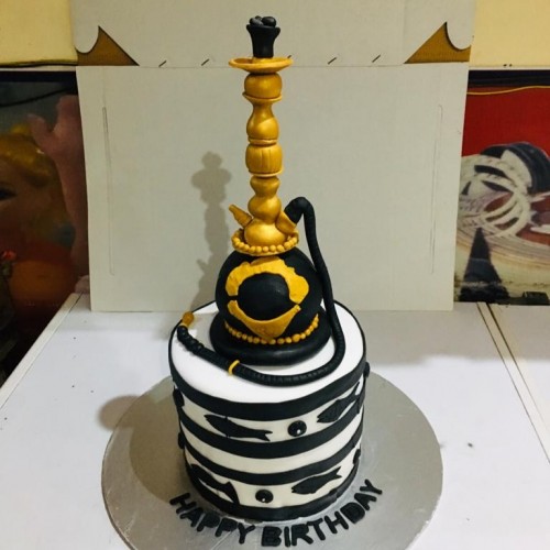 Golden Hookah Designer Fondant Cake Delivery in Ghaziabad