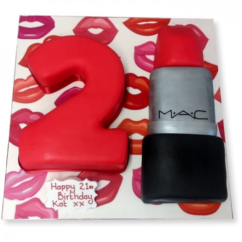 21 st Birthday Lipstick Fondant Cake Delivery in Ghaziabad