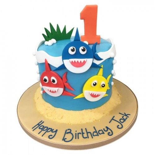 Baby Shark Theme Fondant Cake Delivery in Ghaziabad
