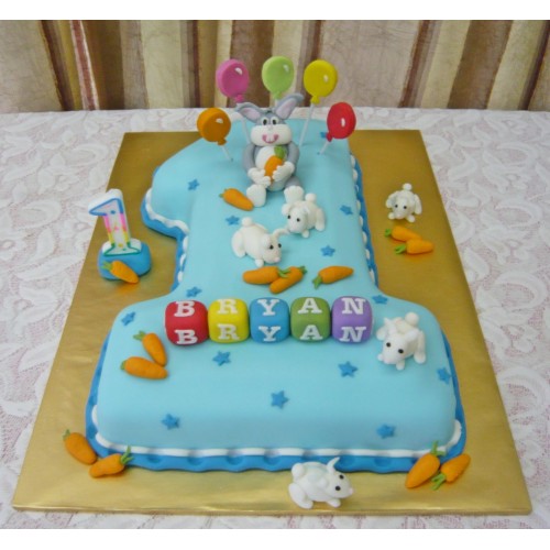 Bug Bunny Theme 1st Birthday Cake Delivery in Ghaziabad