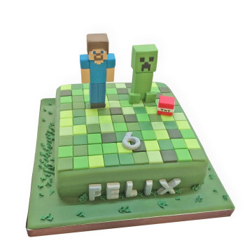 Minecraft Game Birthday Fondant Cake