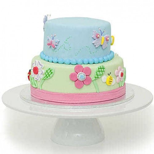 Two Tier Garden Theme Fondant Cake Delivery in Ghaziabad