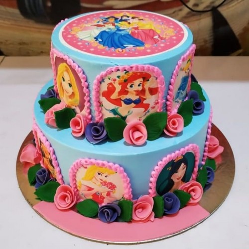 Disney Princess 2 Tier Designer Cake Delivery in Ghaziabad