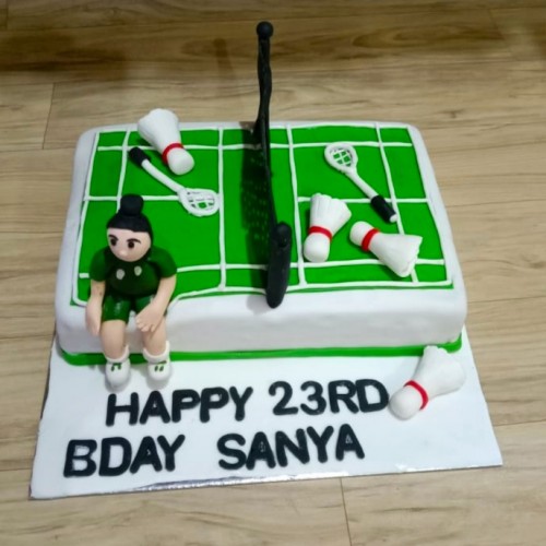 Badminton Court Theme Fondant Cake Delivery in Ghaziabad