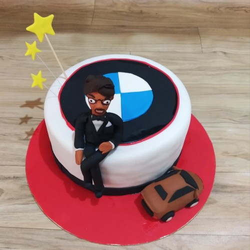 BMW Lover Guy Theme Fondant Cake Delivery in Ghaziabad