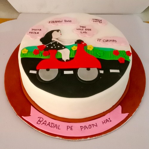 Ambitious Girl Theme Fondant Cake Delivery in Ghaziabad