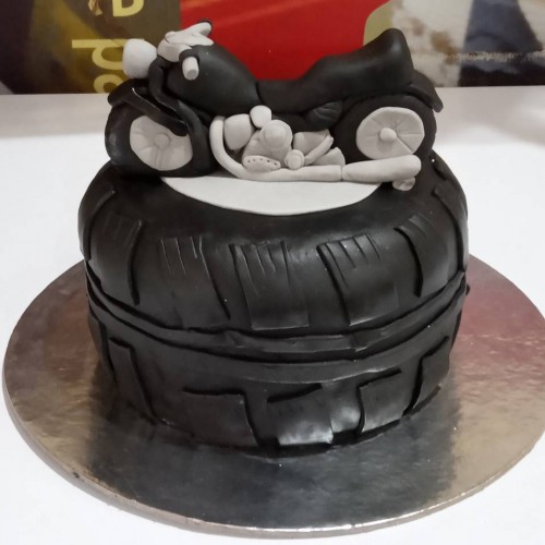 Bike on Tyre Fondant Cake Delivery in Ghaziabad