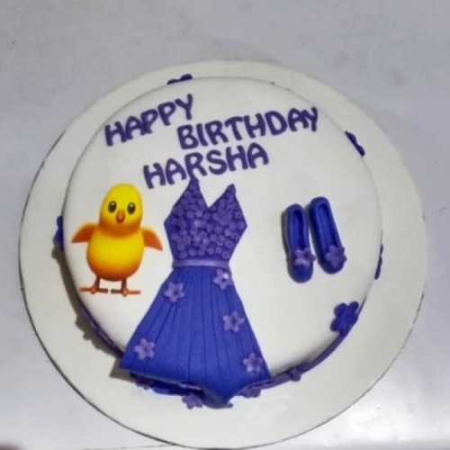 Blue Gown Dress Theme Fondant Cake Delivery in Ghaziabad