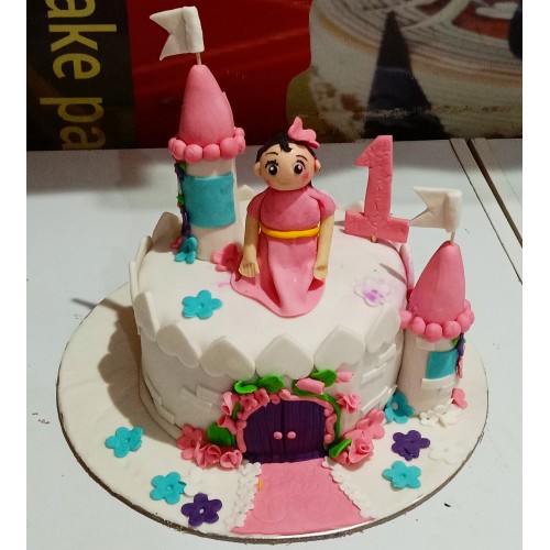 Girl on Castle Fondant Cake Delivery in Ghaziabad