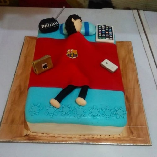 Guy Sleeping on Bed Theme Cake Delivery in Ghaziabad