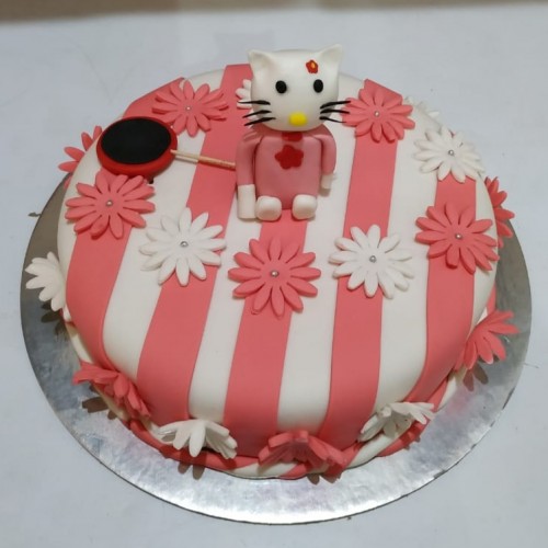 Hello Kitty Theme Fondant Cake Delivery in Ghaziabad