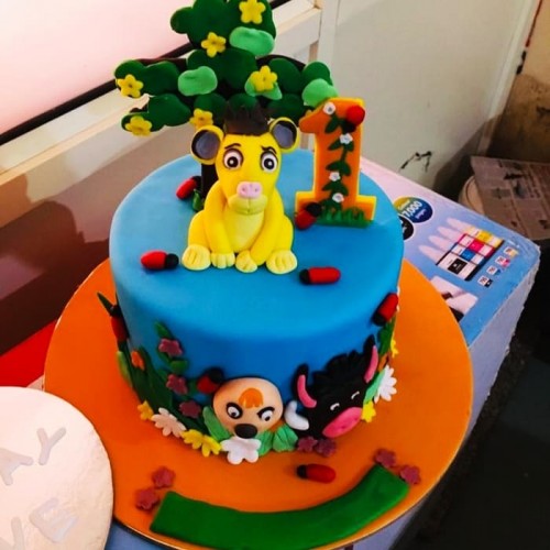 Jungle & Animal Theme 1st Birthday Cake Delivery in Ghaziabad