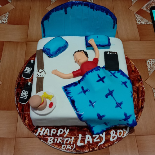 Lazy Boy  Sleeping Fondant Cake Delivery in Ghaziabad