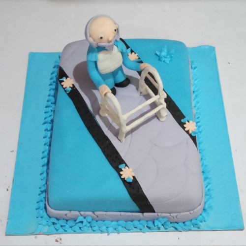 Old Man on Walker Birthday Cake Delivery in Ghaziabad