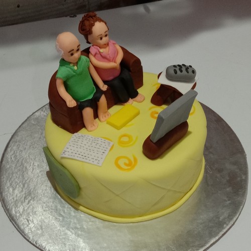 Parents Watching TV Theme Cake Delivery in Ghaziabad Parents Watching TV Theme Cake Delivery in Ghaziabad