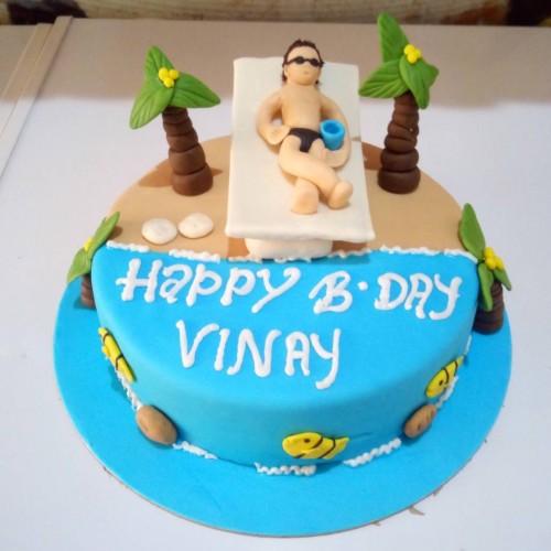 Relaxing on Beach Theme Cake Delivery in Ghaziabad