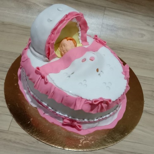 Sleeping Baby in Crib Fondant Cake Delivery in Ghaziabad