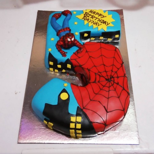 Spiderman and Batman 5 Number Cake Delivery in Ghaziabad