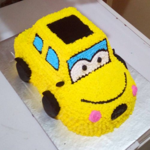 Yellow Cartoon Car Cream Cake Delivery in Ghaziabad